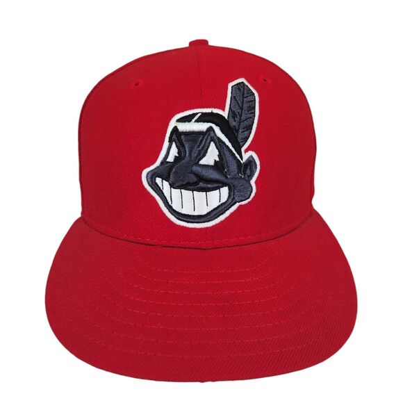 New Era 59/50 Cleveland Indians Wool Embroidered Logo Fitted Hat 6 7/8 - Picture 2 of 8